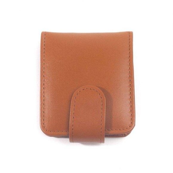 Bella Full Grain Leather Double Lipstick Case Holder with Mirror 4 Color's - Picture 7 of 9